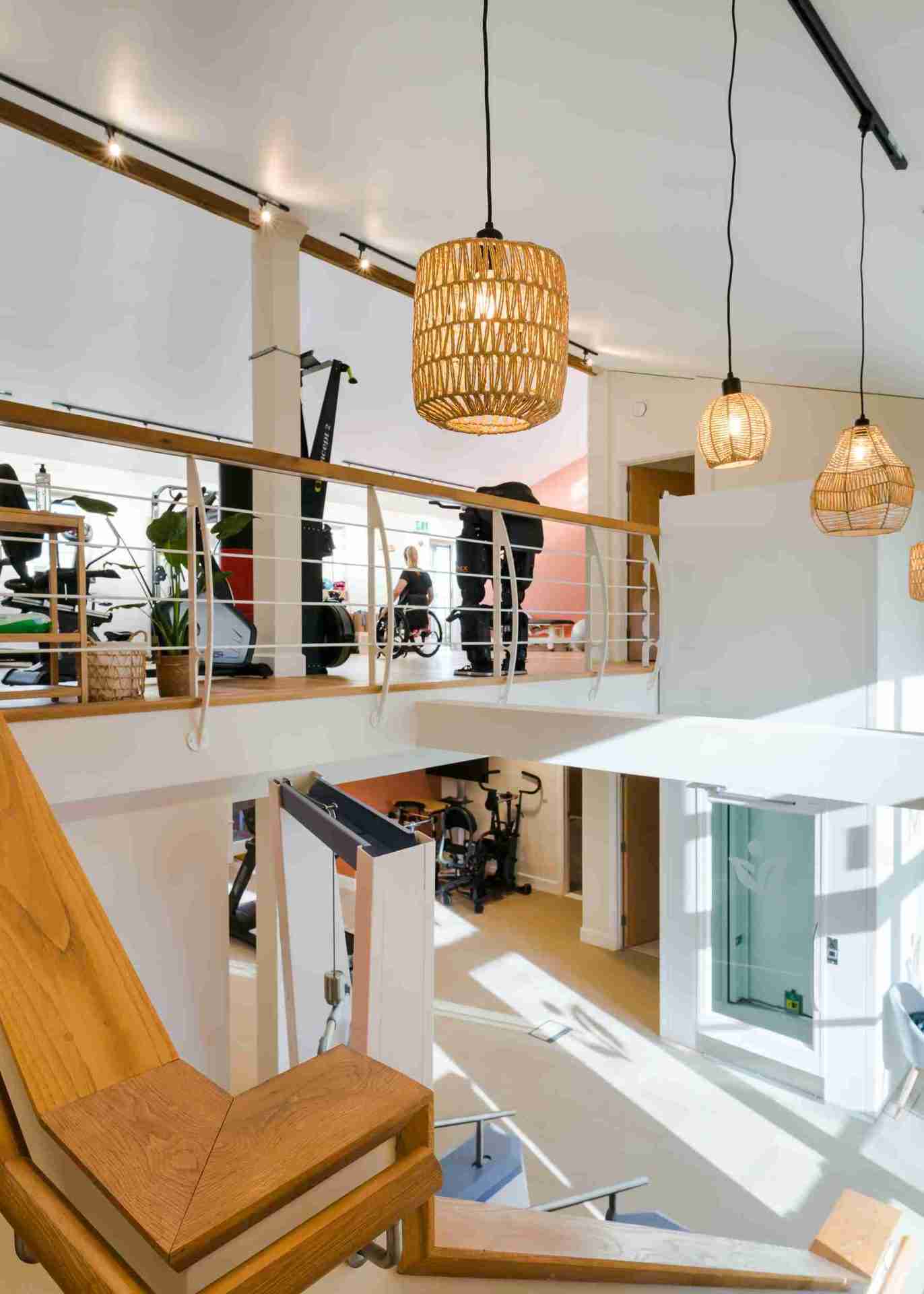 image taken from stairs shows the two levels of the neuro rehab centre