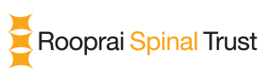 Orange and black logo from Rooprai Spinal Trust